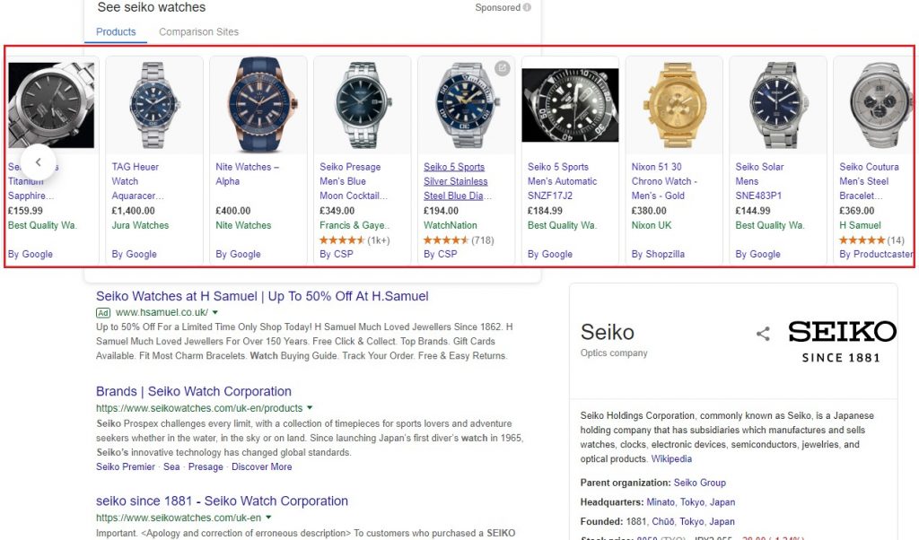 Google Shopping ads are very distinctive, and very effective.